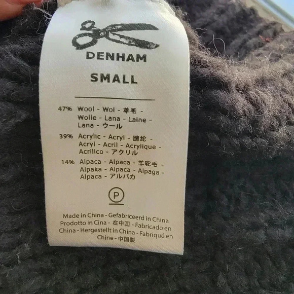 Denham Knit Sweater  Wool Alpaca Acrylic Blend Small Black Red White - Picture 7 of 7